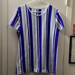 Banana Republic Blue and White Striped T-Shirt